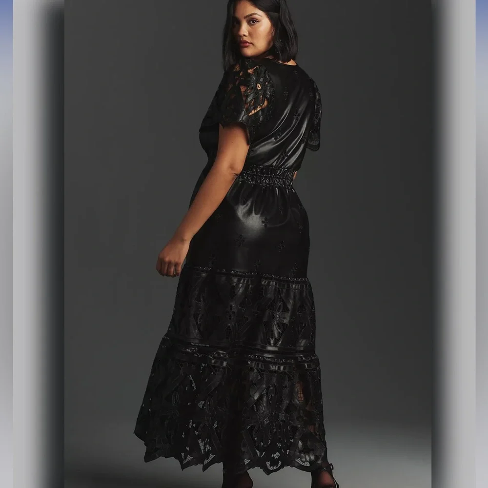 The Somerset Maxi Dress: Faux Leather Embroidered Edition 🔥 - Picture 7 of 10